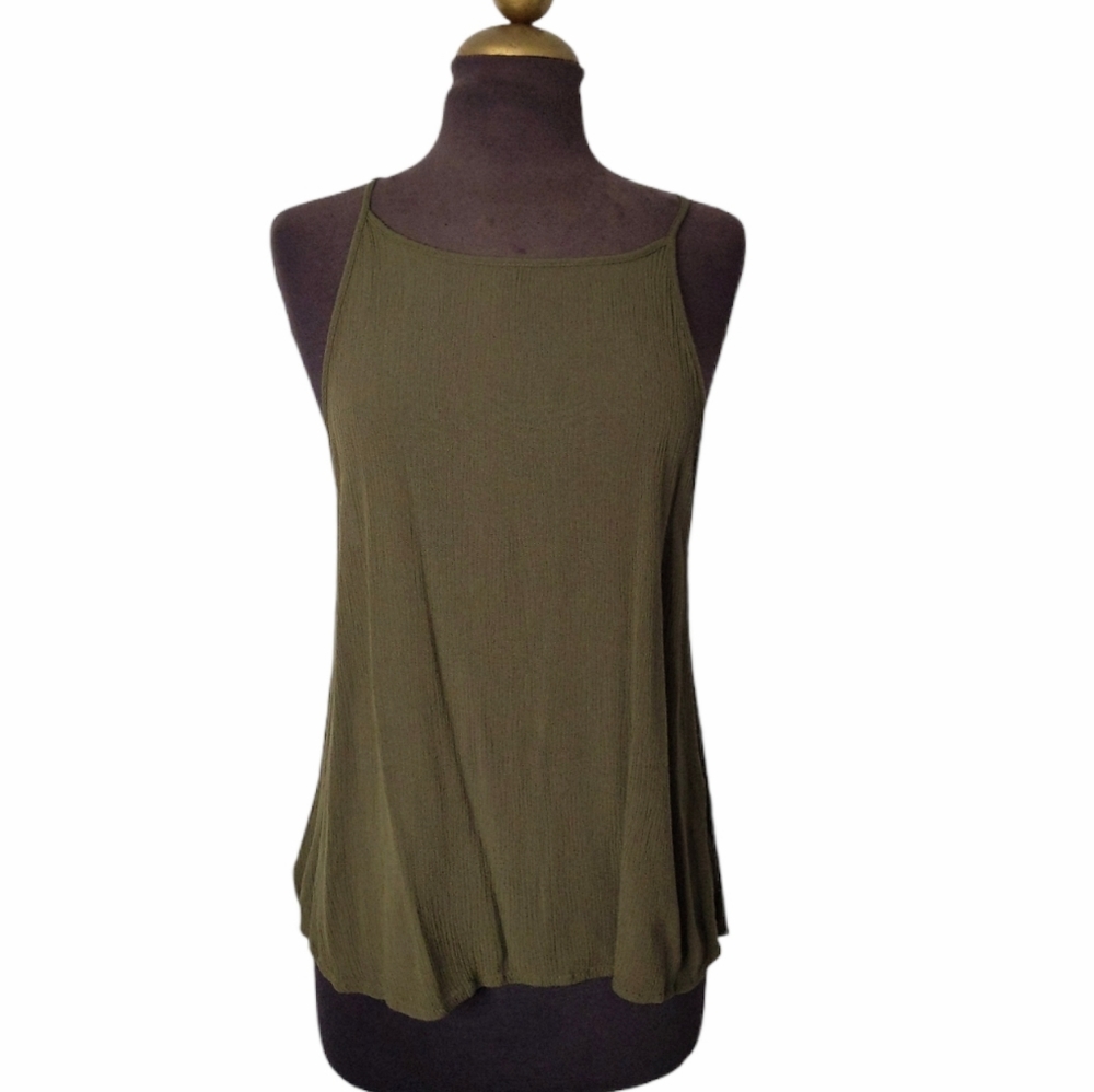 Ambiance Olive Trapeze Tank Back Trim Detail Olive